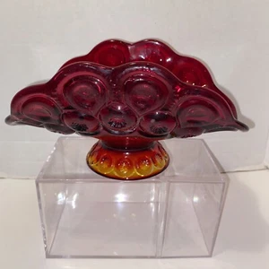 L.E. Smith Moon & Stars Amberina Banana Boat Fruit Bowl/Gondola 9” - Picture 1 of 6