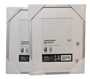 2x SEALED Ikea Lomviken Silver Photo Picture Frame with White Insert Mat 20x25cm - Picture 1 of 5