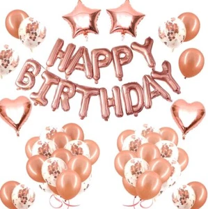 77 Teile ROSEGOLD HAPPY BIRTHDAY FOLIENBALLON WIMPEL BANNER DEKO SET PARTY - Bild 1 von 8