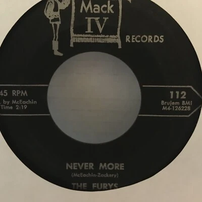 THE FURYS     7"  45  VINYL , NEVER MORE /  ZING WENT THE STRINGS OF MY HEART Foto 1 de 2
