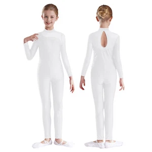 Kids Girls Bodysuit Competition Dancewear Ballet Jumpsuit Shiny Costume Active - Picture 1 of 56