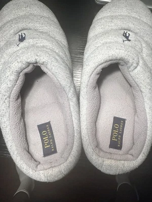 Polo Ralph Lauren Men's Slippers Size 11 Gray Plaid Faux Fur Lining - Image 1 of 3