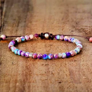 Natürliches Meer Sediment Jaspis 4mm Perlen Heilung Edelstein Damen Armband Handarbeit - Bild 1 von 3