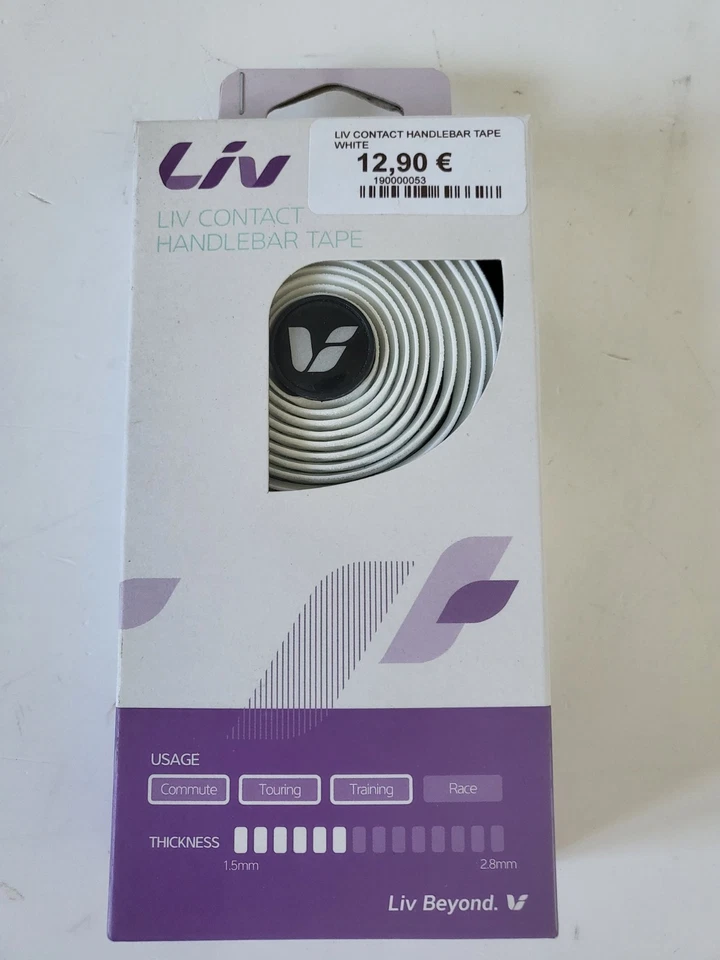 LIV Guidoline Ruban de guidon blanc 1.5 /2.8 mm en daim synthétique non glissant - Photo 1/3