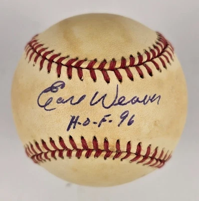 Earl Weaver Signed OAL Baseball "HOF 96" Inscription Orioles Manager PSA Cert - Image 1 of 2