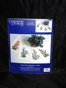 Candamar Spring Flower Placemats Set 4 Cross Stitch Kit NEW Iris Floral Table - Picture 1 of 8