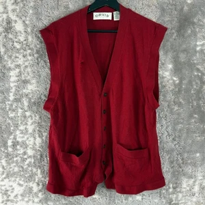 Orvis Size XL Preppy Cashmere Lambswool Blend Sweater Vest Red Minimalist Button - Picture 1 of 9
