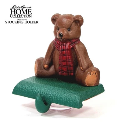 Eddie Bauer TEDDY BEAR 4.5" Hierro Fundido Medias Colgador Bufanda Roja Navidad Foto 1 de 4