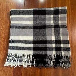 Steve Madden Fransen KARIERTER SCHAL 64" x 20" schwarz grau weiß Unisex - Bild 1 von 4