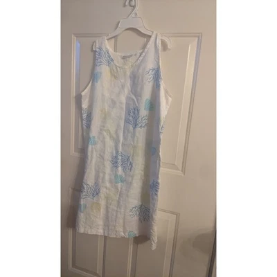 Lulu B Linen Coral Seashell Dress, Large Beachy, Vacation, Resortwear, Summer - Image 1 of 4