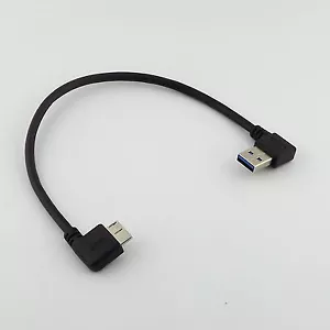 1x USB 3.0 Left 90° Angled A Male to Micro Left Angled B Male Data Adapter Cable - Picture 1 of 5