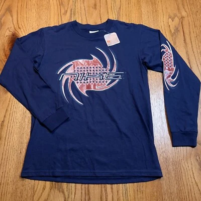 Dead Stock Vintage 90s Nike T Shirt Youth Boys Large 14/16 Blue Graphic Tee Y2K - Image 1 of 4