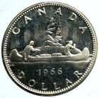 1966 CANADA w UK Queen Elizabeth II Voyagers Genuine Silver Dollar Coin i103628