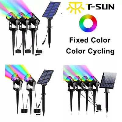 2/3/4PCS Solar LED RGB Spotlights Outdoor Garden Security Pathway Landscape Lamp - Image 1 of 4