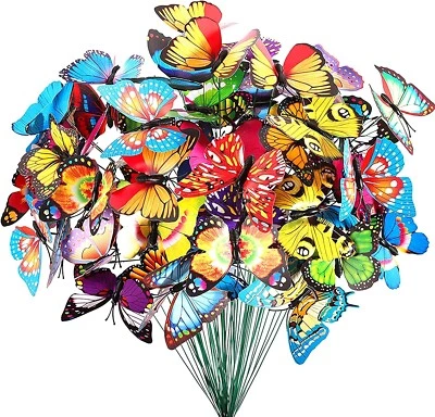 60pcs Garden Butterfly Decor Yard Outdoor Lawn Metal Stakes Ornament Flower Pot - Image 1 of 4