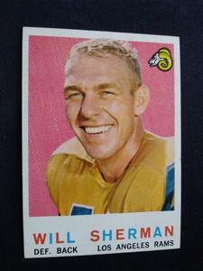 1959 Topps Football Card # 127 Will Sherman - Los Angeles Rams (EX)