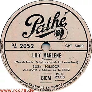78 RPM - Suzy Solidor - Lily Marlene / Dans un Port - 1942 - Bild 1 von 2