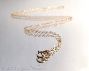 Dainty 14k Gold-Filled chain - sparkly flat oval link yellow 16" 18" 20" or 24" - Picture 1 of 1