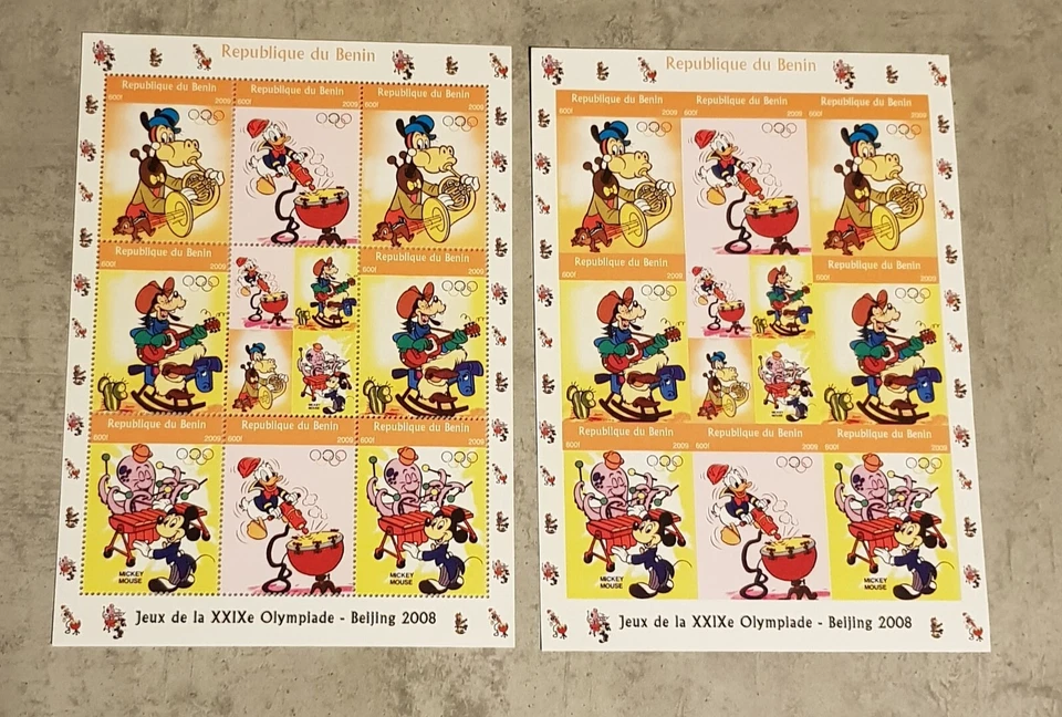 BENIN -DISNEY -OLYMPIAD 2 M/SHEETS PERFORED &IMPERFORED MNH - Image 1 of 1