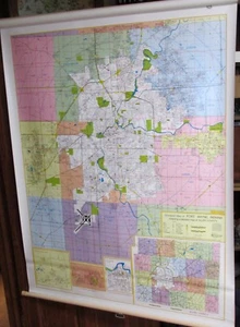 Vintage 1990 Champion FT FORT WAYNE INDIANA Pull Down School Map J0498 - Picture 1 of 9