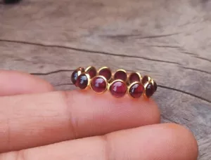 4mm Garnet Wedding Band Full Eternity Band Silver Gold Plated Ring Stacking Band - Picture 1 of 23