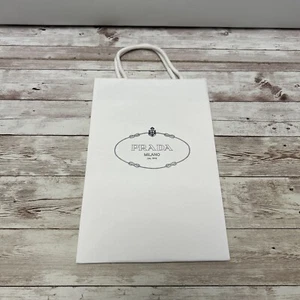 PRADA MILANO DAL 1913 WHITE EMBOSSED Small Paper Gift Shopping Bag Authenitc