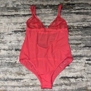 Nwt Sexy Victoria’s Secret Sheer Coral Lace Mesh Teddy Bodysuit S - Picture 1 of 6