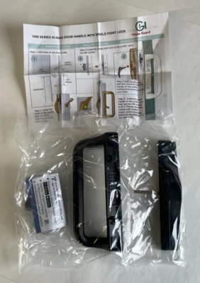 Herrajes para manija de puerta de patio corredera negra (LSX) por llave de guardia de casa y manija Foto 1 de 4