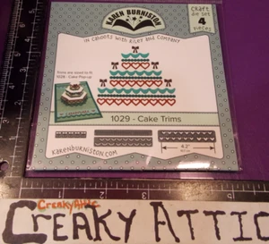 CAKE TRIMSHEART BORDER 4 DIE CUT DRY EMBOSS STENCIL KAREN BURNISTON CREAKYATTIC - Picture 1 of 2