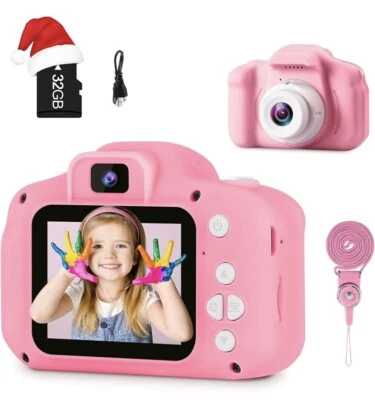 Seckton Upgrade Kids Selfie Camera with 32GB SD Card - Pink. perfect gift