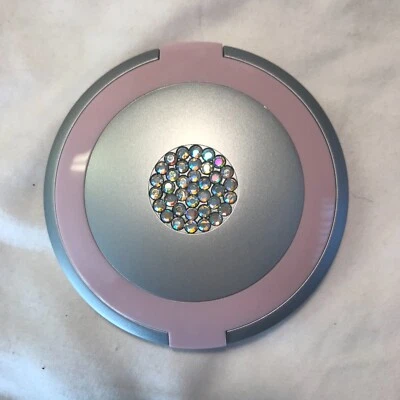 Avon "Reflections Of You" Compact Mirror 2005 NIB Pink Silver Jeweled Bling - Image 1 of 4