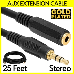 3.5mm Extension Cable 25 Feet Aux Extender Cord 1/8" Stereo Cable Headphone PC - Picture 1 of 3