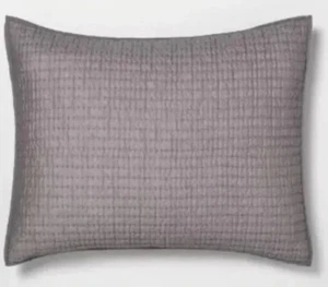 Hearth & Hand with Magnolia One Textured Stripe Standard Pillow Sham Gray - Picture 1 of 2