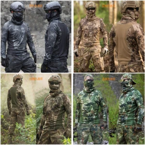Tactical Wargame Quick Dry Long Sleeve T-shirt Sports Camouflage Elastic Tops - Picture 1 of 15