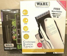 Wahl Chrome Super Taper Professional Hair Clipper - 2x FREE Bonus Beard Trimmer