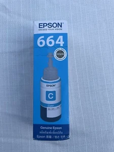 2019-2022 GENUINE Epson 664 Ink Bottle Cyan Sealed - Picture 1 of 6