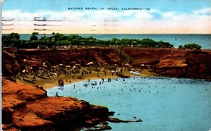 La Jolla, CA Bathing Beach Postcard Posted 1945 - Picture 1 of 2