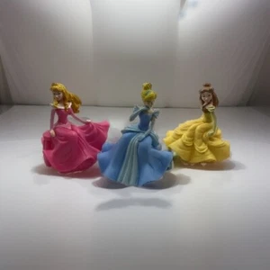 3 Disney Princess Decopak PVC Cake Topper Figures 3" Cinderella, Belle - Picture 1 of 11