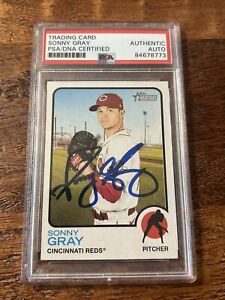 Sonny Gray IP Signed Topps Heritage Card PSA DNA Coa Slab Autographed Reds