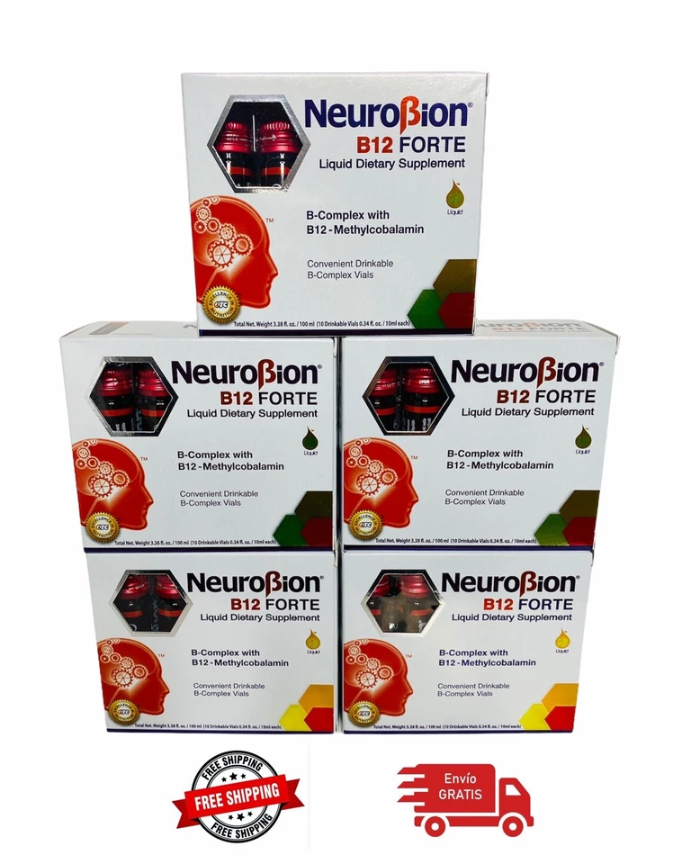 5 NEUROBION B12 FORTE SUPPLEMENT 10 VIALES BEBIBLES ENVIO GRATIS COMPLEJO B - Image 1 of 1