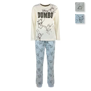 Pigiama lungo donna Disney Dumbo maglia pantalone ragazza in cotone 4732 - Picture 1 of 3