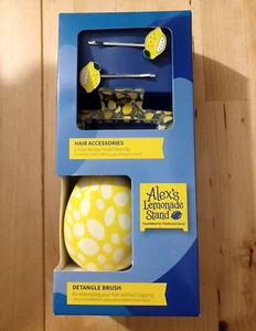 Alex's Lemonade Stand Detangle Brush Hair Clips Set 3pc yellow Lemon fruit New - Picture 1 of 7