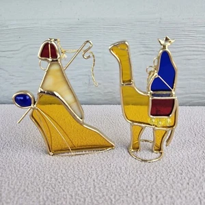 VTG Danbury Mint Mary and Joseph Fleeing to Egypt Camel Stained Glass Hanging - Picture 1 of 10