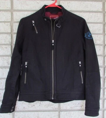 BMW Motorcycle Jacket Black Denim Women’s size Medium - NICE CONDITION - Imagem 1 de 4