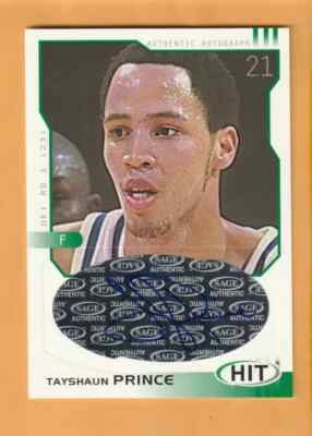 Tayshaun Prince Kentucky Wildcats AUTO 2002 SAGE HIT Autographs Emerald #H16 - Image 1 of 2