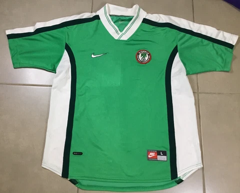 VTG Men's NIGERIA 1998/00 Home Football Shirt Sz L NIKE Soccer Jersey Maglia Cover