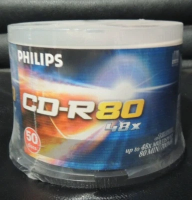 1 Pack 50 Blank Disks Phillips CD-R 48X 700MB/80Min Sealed NEW! Reduced! - Image 1 of 2