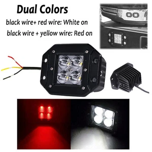 3inch Dual Color LED Work Light Flood/Spot Cube Pods 5" Flushmount Reverse Lamp - Picture 1 of 14
