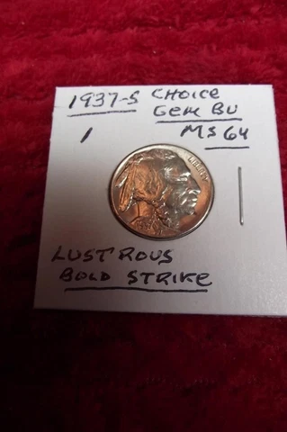1937-S, LUSTROUS Buffalo Nickel,(PREMIUM GEM BRILLIANT UNCIRCULATEDBOLD Strike#1 Cover