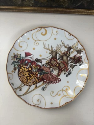 Williams Sonoma ERA LA NOCHE ANTES DE NAVIDAD Plato de Cena Trineo de Papá Noel NUEVO Foto 1 de 2